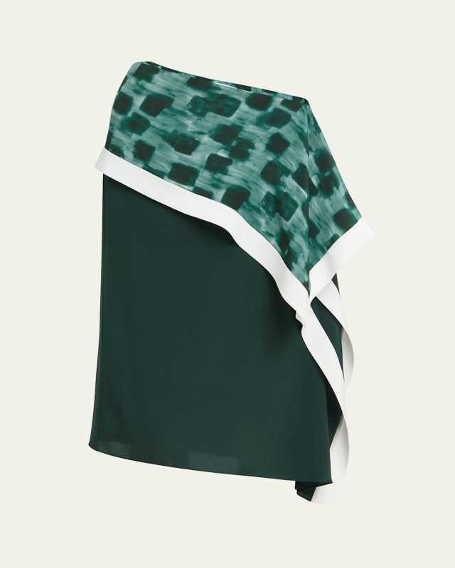 Painted Block Asymmetric Silk Skirt